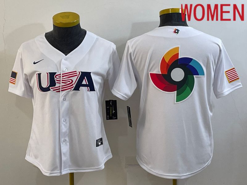 Women 2023 World Cub USA Blank White Nike MLB Jersey4->women mlb jersey->Women Jersey